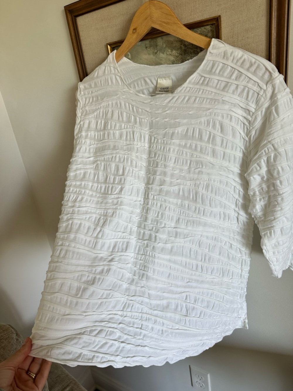 Carol Turner Fiore Classic Shirttail Top in White sz M - Picture 5 of 9